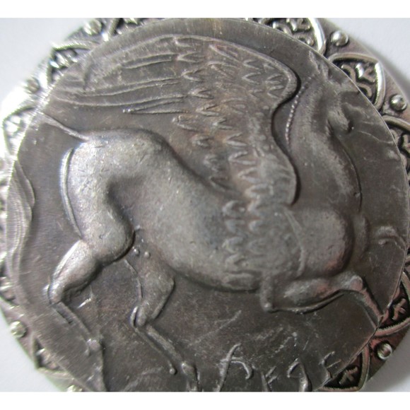 Very High Relief Sky Goddess Flying Pegasus Coin/Pendant silver necklace - Picture 2 of 9
